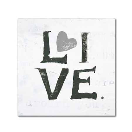 Trademark Fine Art Kellie Day 'Live Gray Heart' Canvas Art, 14x14 WAP01472-C1414GG